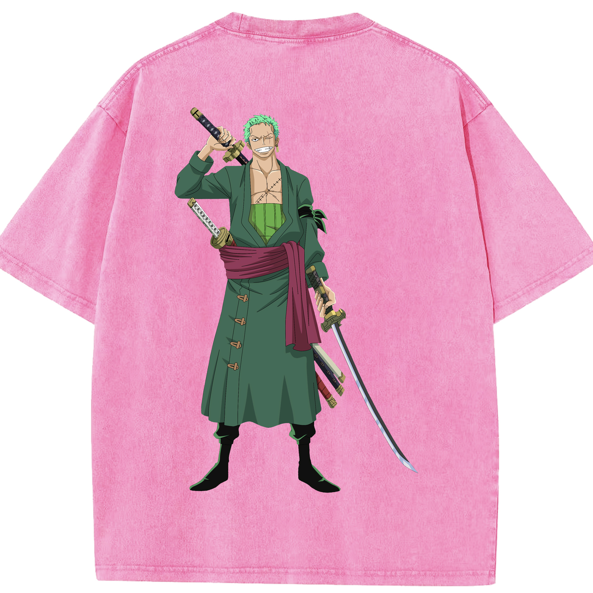 ワンピース ロロノア・ゾロ ONE PIECE Roronoa Zoro 綿100% ヴィンテージ風 半袖Tシャツ（背面プリント）
